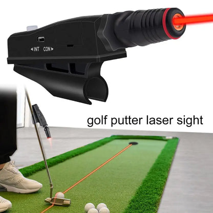 Adjustable golf putter laser aiming aid for putting line correction
