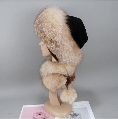 Women's genuine fox fur hat, different shades