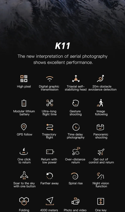 Cole Professional K11 Turbo Drone - 8K HD Kaksoiskamera, Älykäs Esteiden Tunnistus & Airdrop