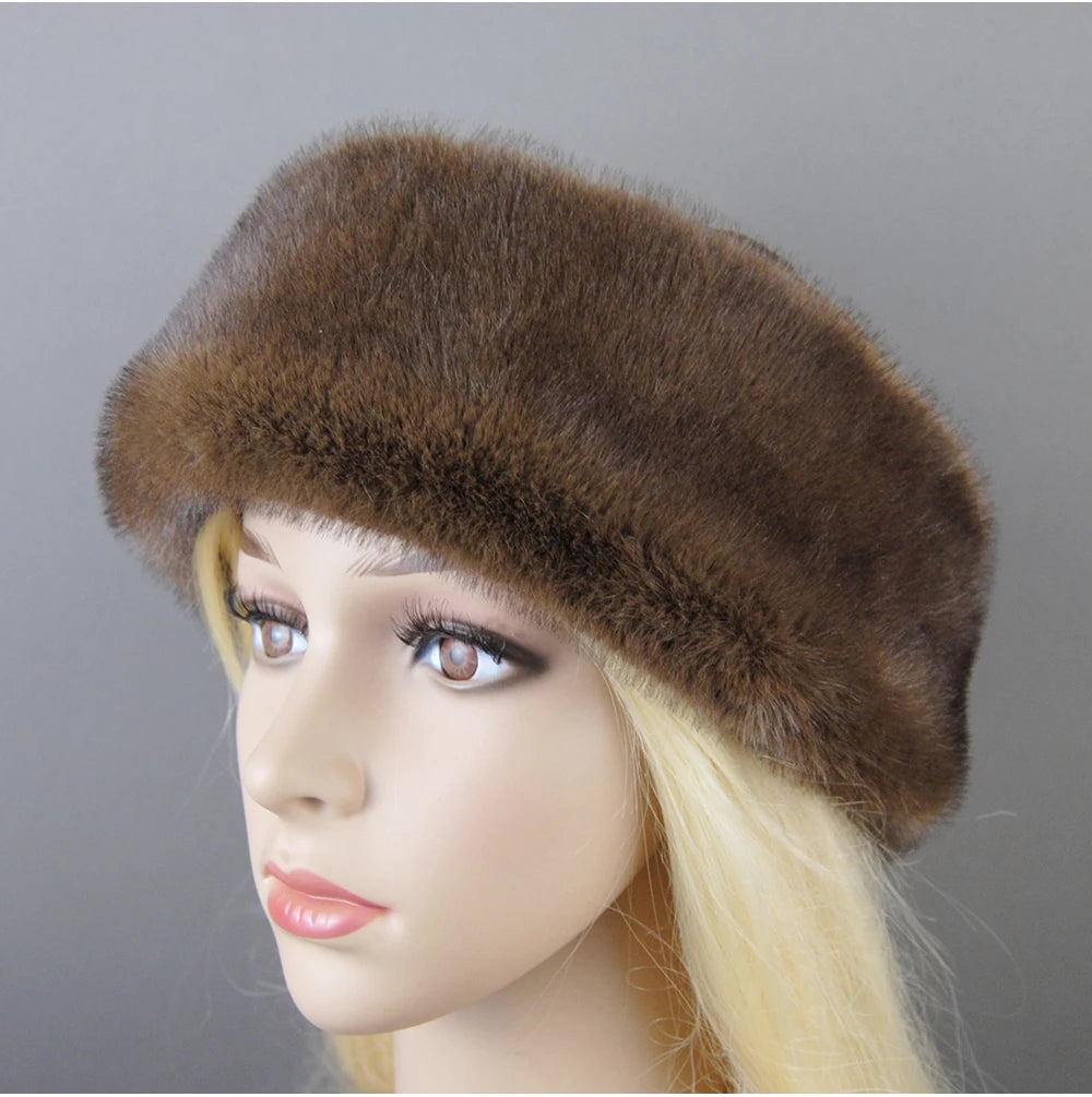 Women's luxury mink fur hat, available in different variations