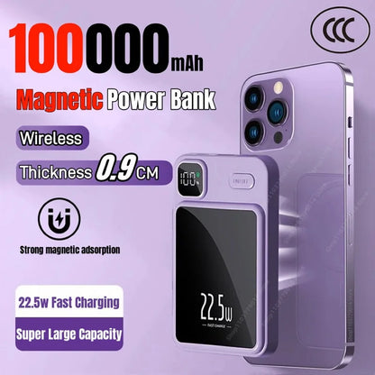 Magneettinen Langaton Virtalähde 50000mAh - Superpikalataus, Kannettava Powerbank iPhone & Huawei