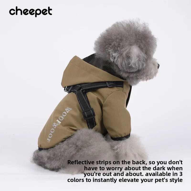 Reflective dog raincoat, for small dogs