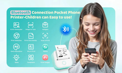 Phomemo T02 mini thermal printer, wireless pocket printer for labels