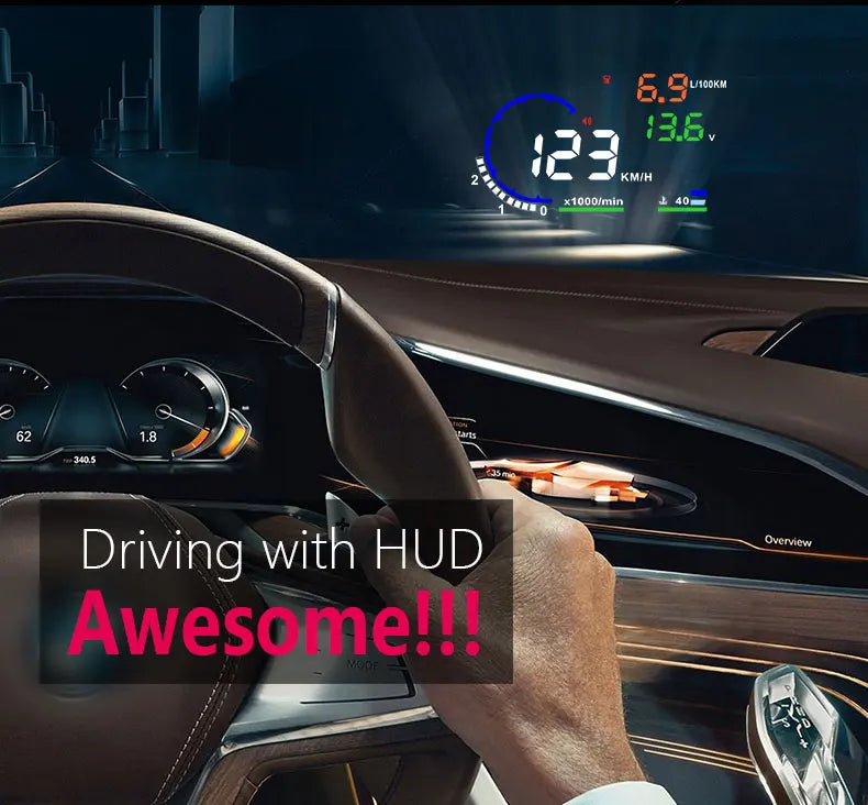 A8 5.5" OBD2 HUD Tulosnäyttö – LED-tuulilasiprojektori Nopeus, RPM ja Lämpötila