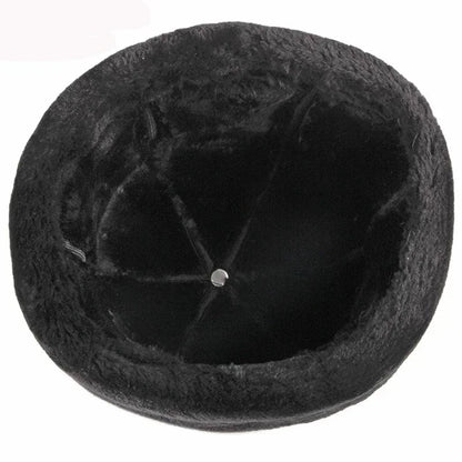 Men's leather and fur hat with fleece lining