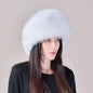 Women's genuine fox fur hat with earflaps, thick luxury winter hat
