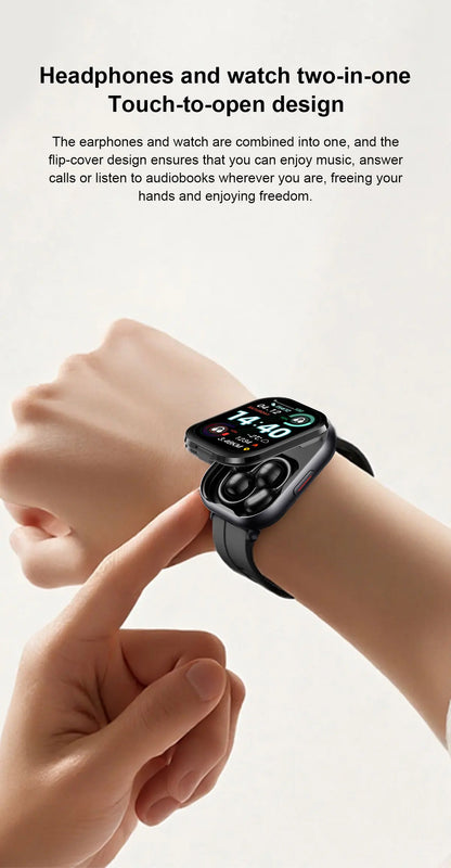 2-in-1 Smartwatch with wireless headphones, calls, health modes, sports modes, New 2025