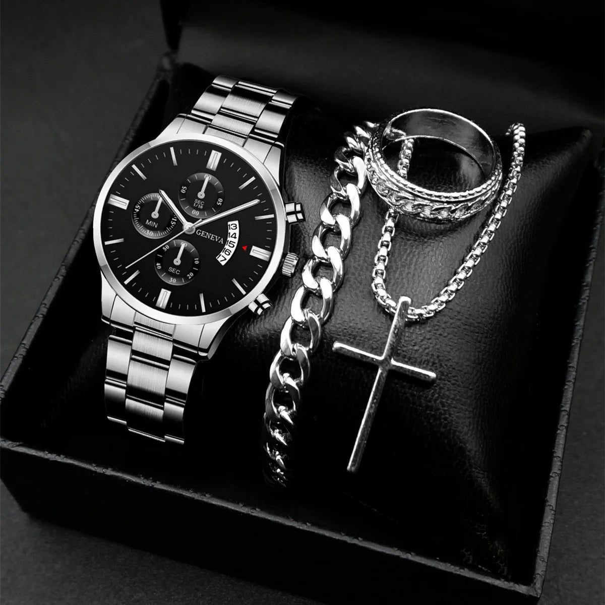 Stylish men's watch and jewelry set, just the watch or the whole package