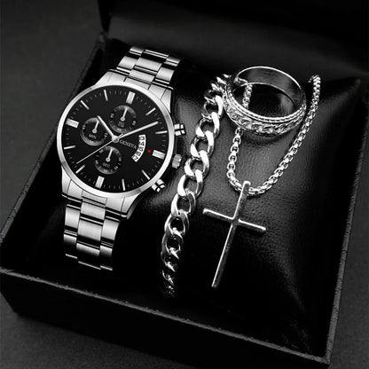 Stylish men's watch and jewelry set, just the watch or the whole package