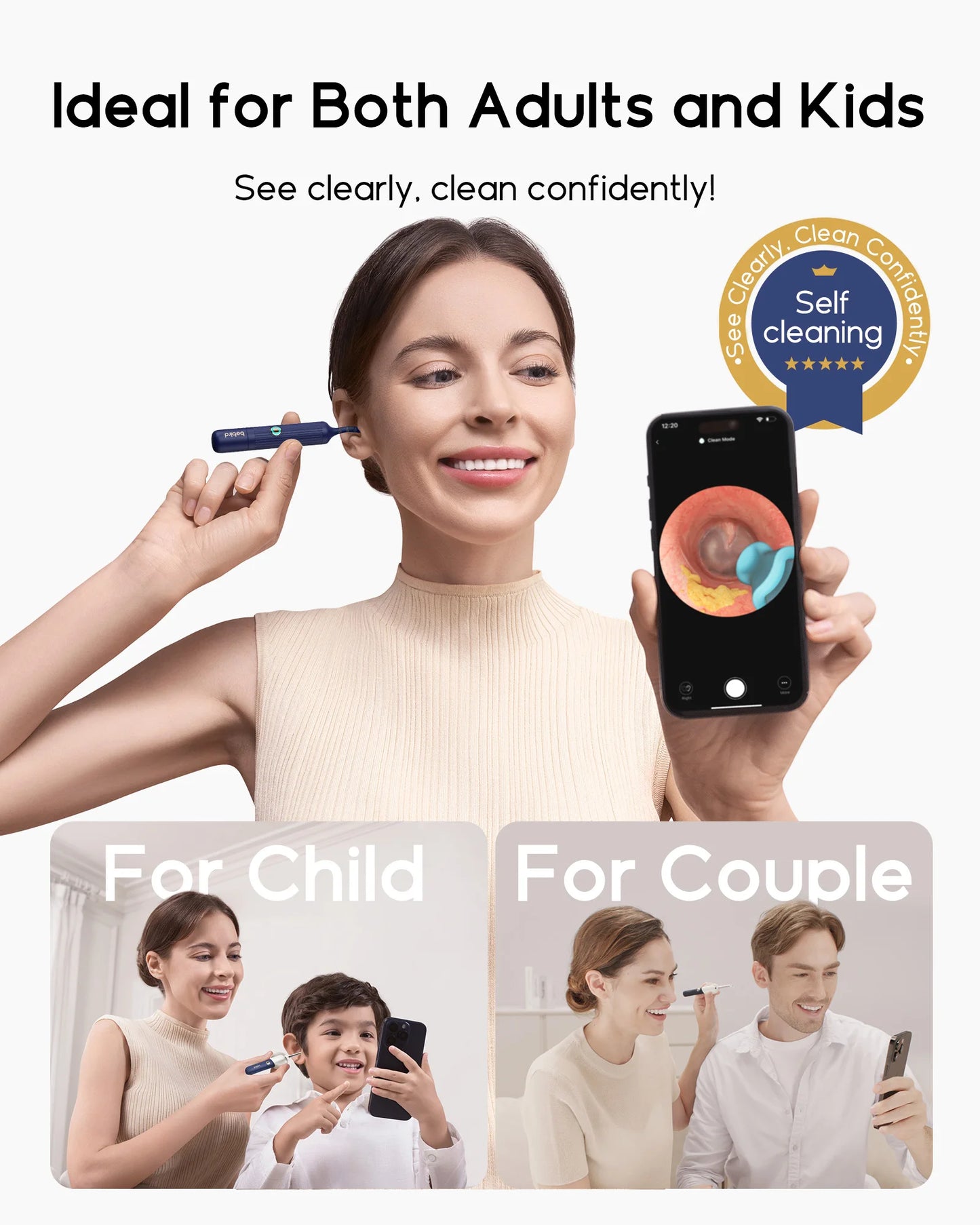 Bebird EarSight Plus I35R Visual Ear Cleaner - Bendable HD Camera, Tweezers, Earwax Pack