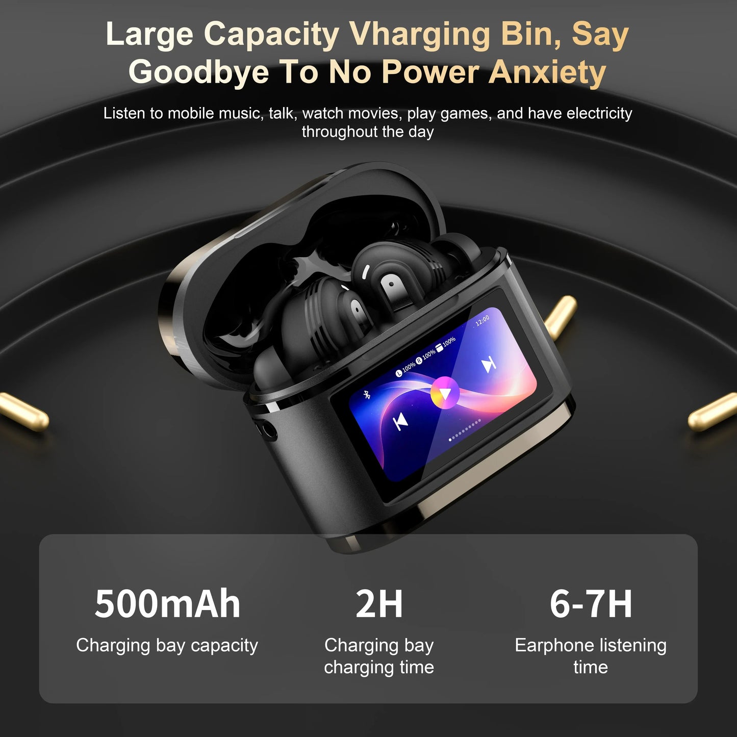 Xiaomi BD2 bluetooth headphones, charging case with digital display
