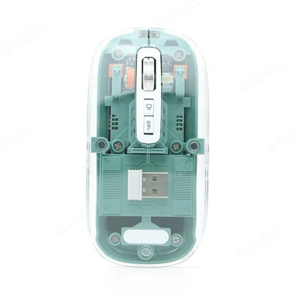 Langaton bluetooth läpinäkyvä pelihiiri, ladattava akku