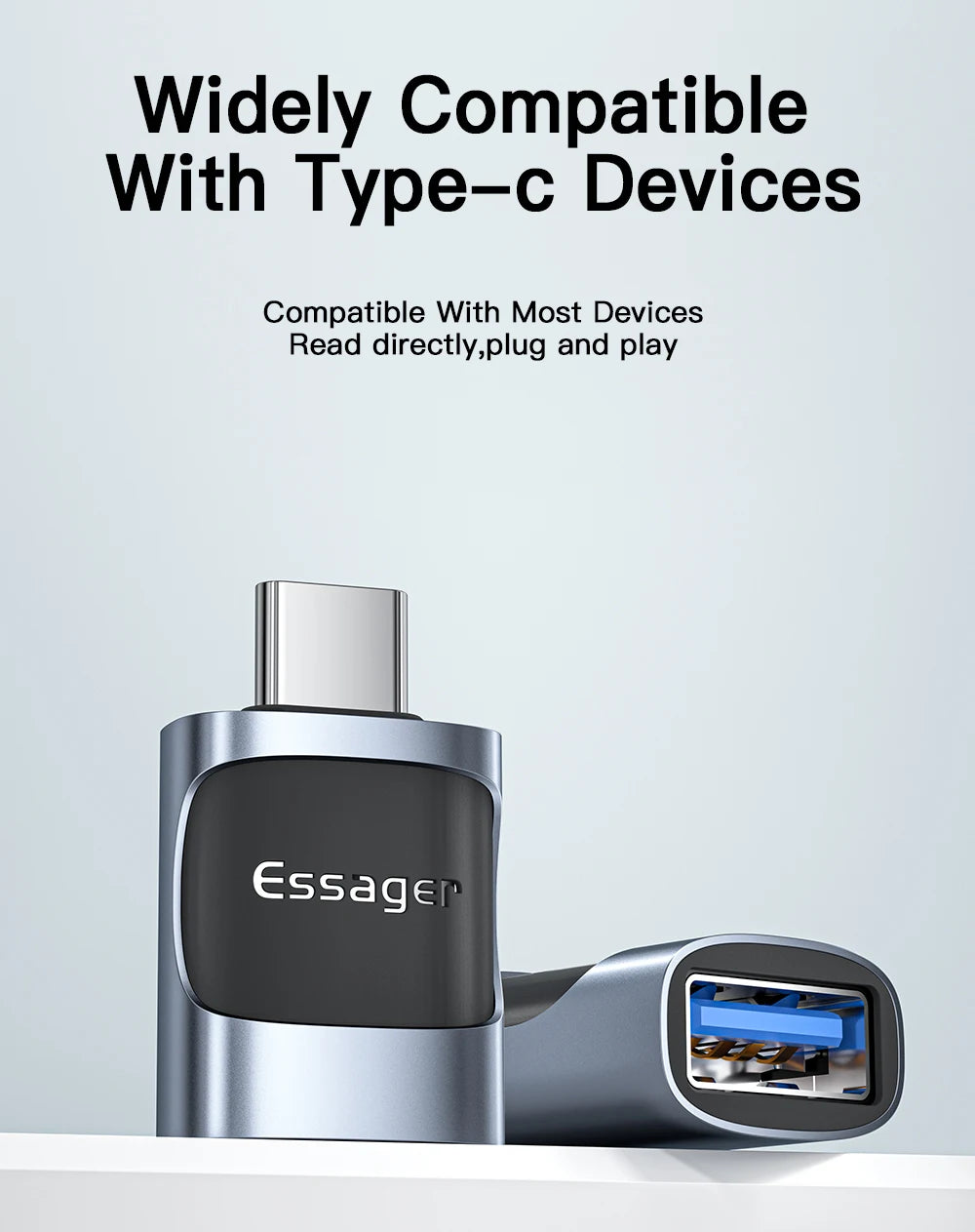 Essager USB 3.0 to Type-C OTG Adapteri - USB-A Muunnin MacBook & Laptop