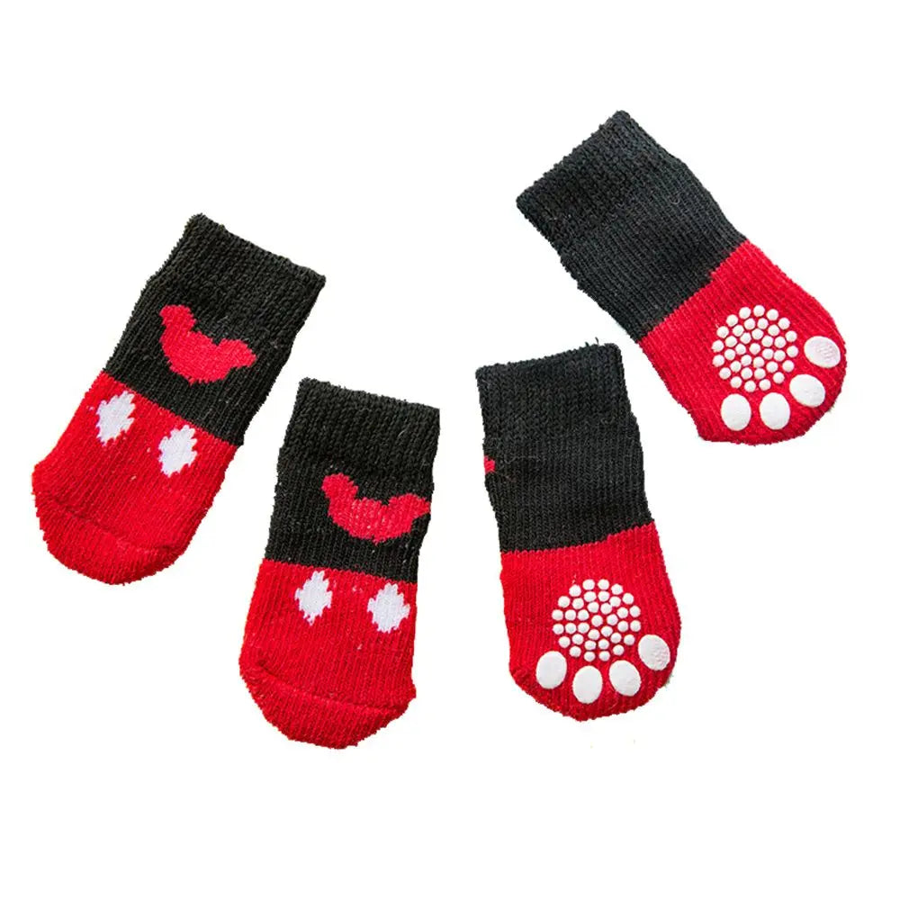 Breathable dog socks 4pcs, cotton socks with non-slip soles for dogs and cats