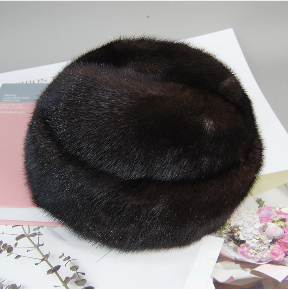 Genuine mink fur hat, luxury winter hat, unisex