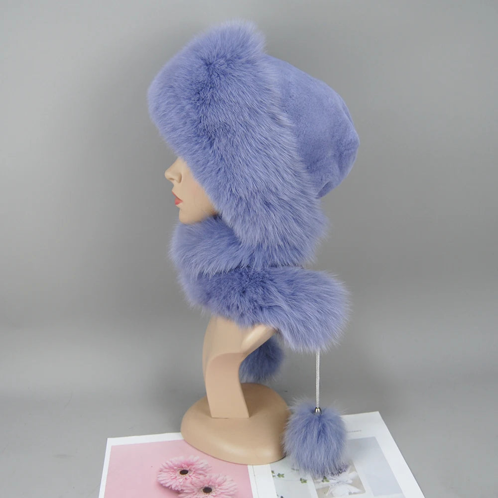 Women's genuine fox fur hat, different shades