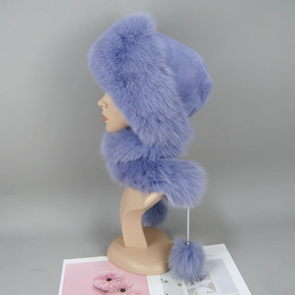 Women's genuine fox fur hat, different shades