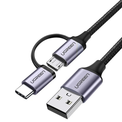 UEREEN Micro USB-C Latauskaapeli – Pikalataus Android-laitteille – Lyhyt 25 cm
