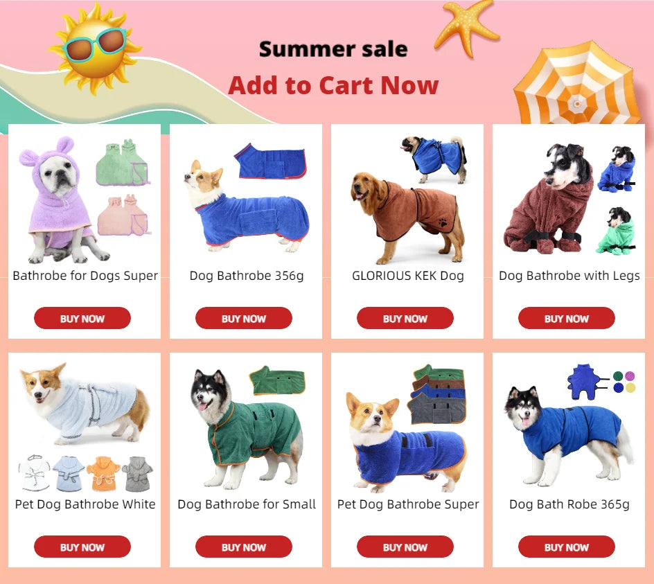 Dog bathrobe, highly absorbent and quick-drying, for small and large dogs