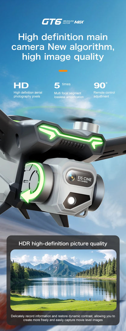 GT6 Max Drone 2025 – 8K Kamera, 5G GPS, 2KM Kantama, Harjaton Moottori – Ammattilaisdroni