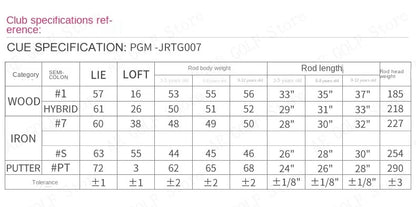 PGM Kids Golf Club Set for ages 3-12, practice set for boys and girls