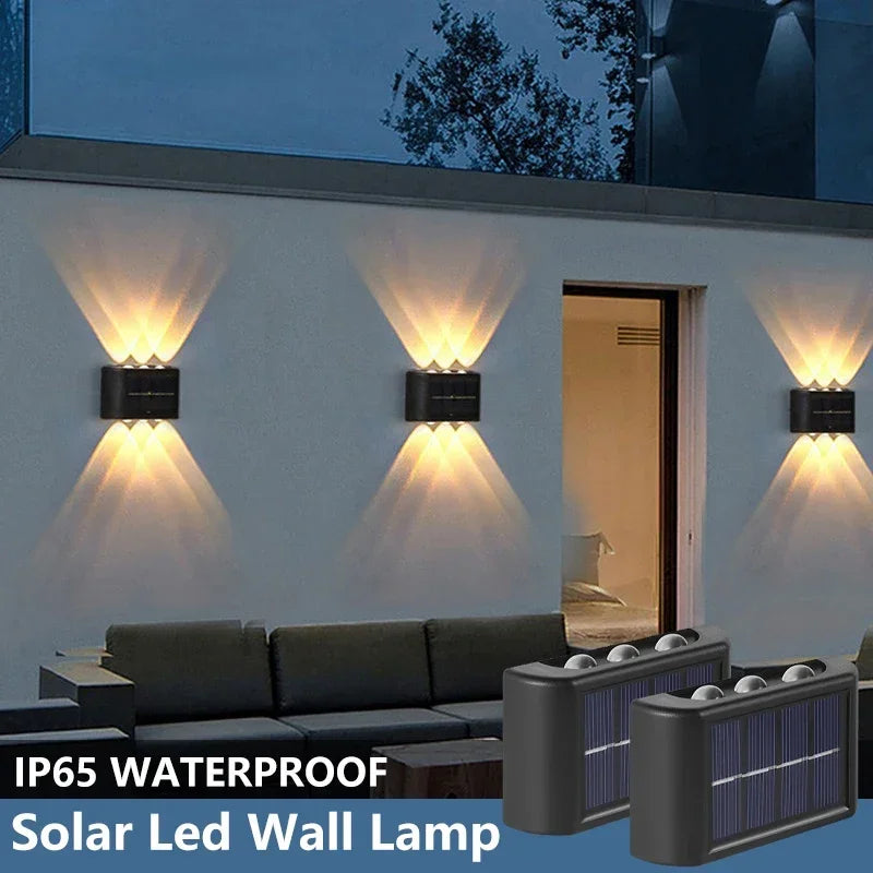 Solar-powered LED outdoor light, for the yard and garden, available in different variations