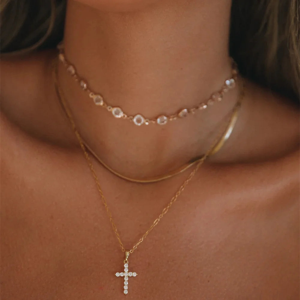 Kullattu kristallitähti riipus kaulakoru naisille, saatavana paljon eri variaatioita