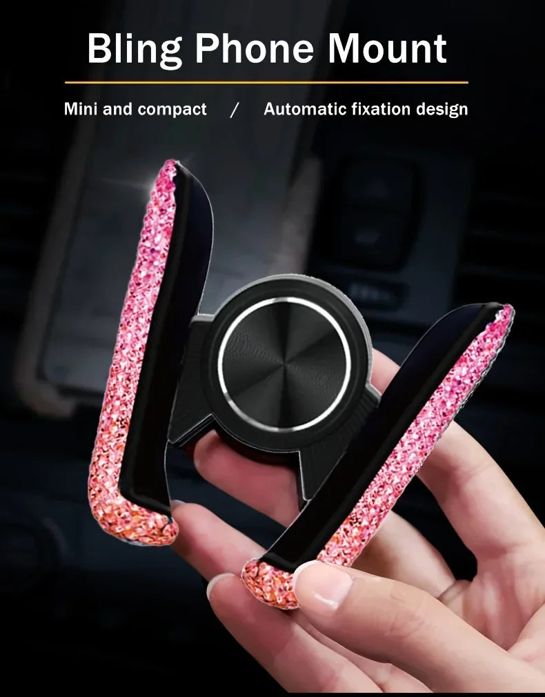 Timanttikoristeinen Auton Puhelinpidike - Ilmanvaihtoaukon Kiinnike Kristallilla