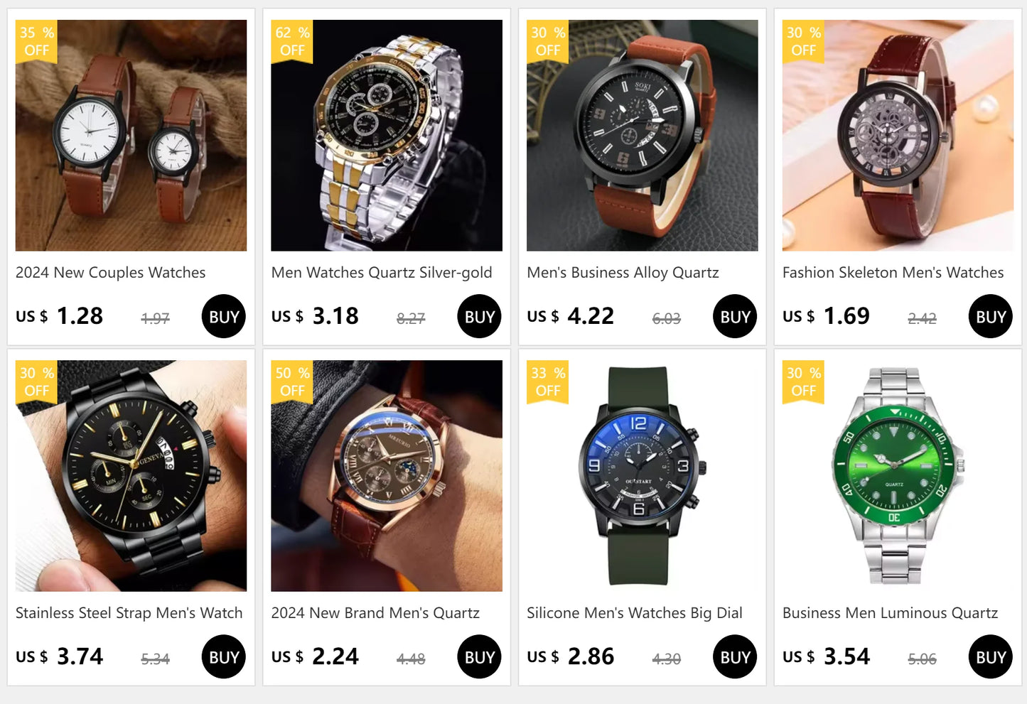 Stylish wristwatch, leather strap, available in different variations