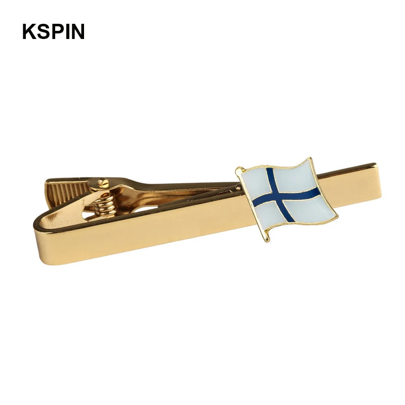 Men's national flag patterned tie bar, multiple countries