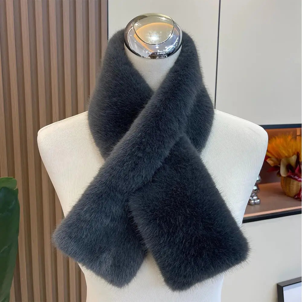 Soft women's rabbit fur scarf for winter