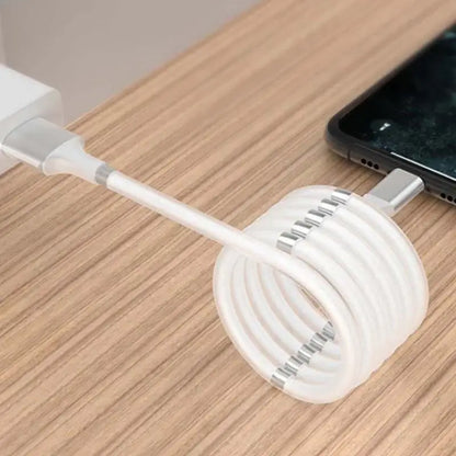 Magneettinen Type-C Latauskaapeli - Pitkä Silikonipäällysteinen USB-A Kaapeli Työhön ja Autoon