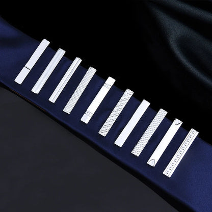 Men's silver-tone tie clip, decorated with beautiful crystal, available in different variations