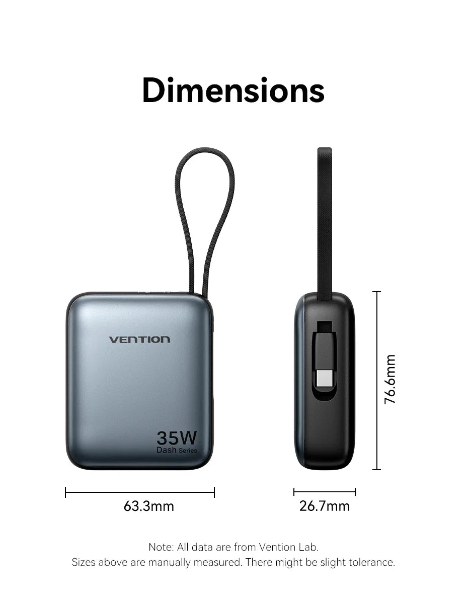 Vention CCV 35W Powerbank, compact 10000mAh, fast charging