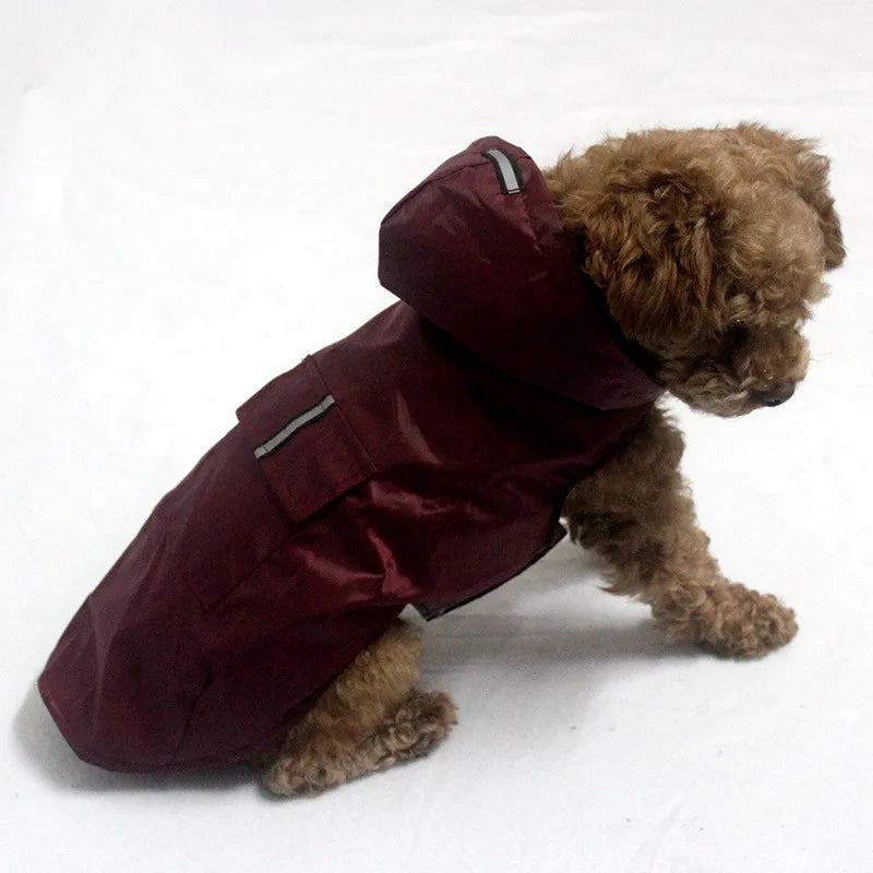 Dog raincoat, waterproof hoodie with reflective stripes, all sizes available