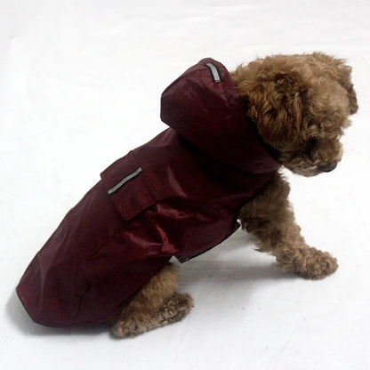 Dog raincoat, waterproof hoodie with reflective stripes, all sizes available