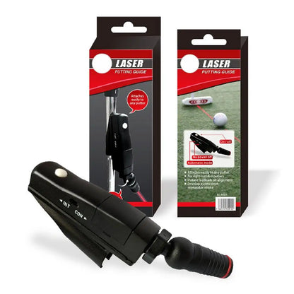 Adjustable golf putter laser aiming aid for putting line correction