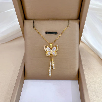 Zirconia butterfly necklace for women, available in different variations