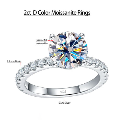 Serenity Day Moissanite Ring, S925 Silver Wedding Ring