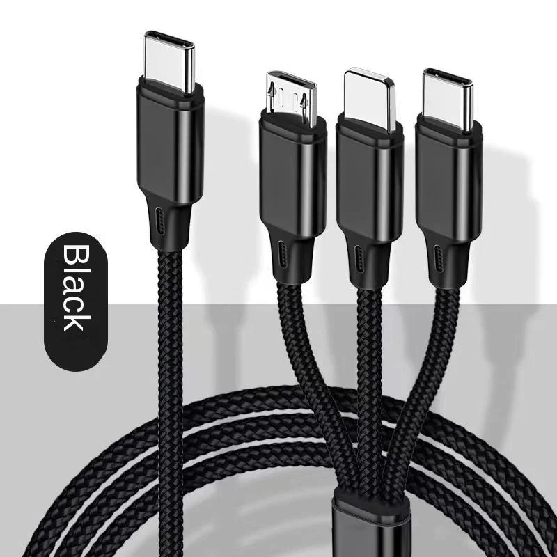 Type-C 3-in-1 Latauskaapeli PD - Kolme Laitetta Yhdellä Kaapelilla 1.2m