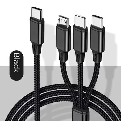 Type-C 3-in-1 Latauskaapeli PD - Kolme Laitetta Yhdellä Kaapelilla 1.2m