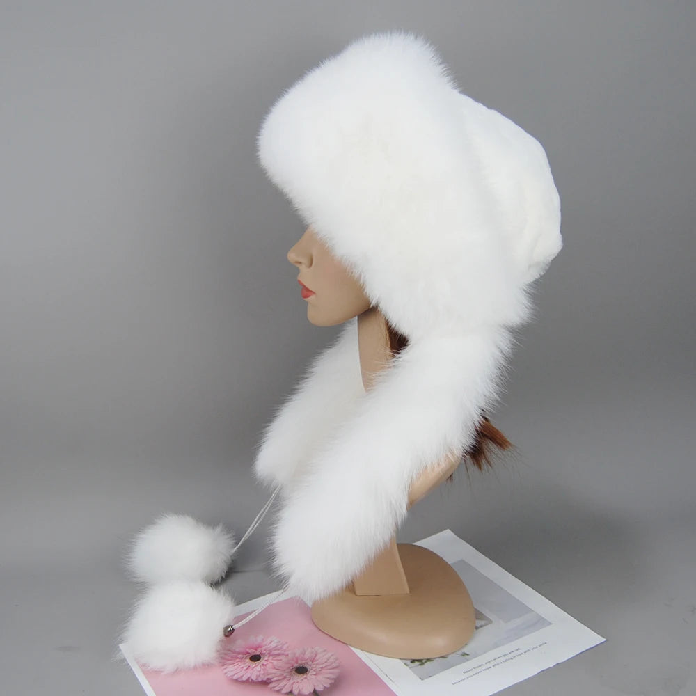 Women's genuine fox fur hat, different shades