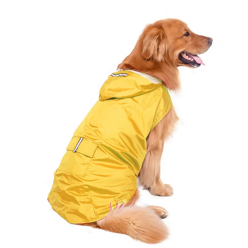 Dog raincoat, waterproof hoodie with reflective stripes, all sizes available