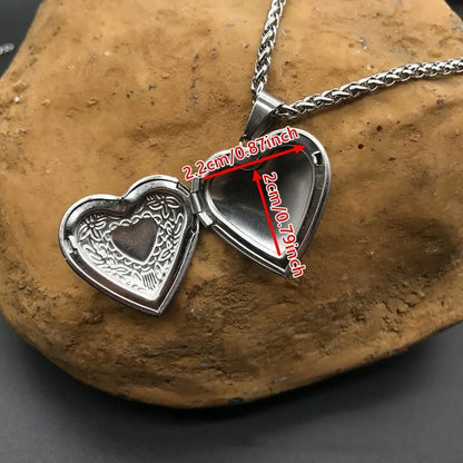 Heart locket necklace for women and men, gold or silver