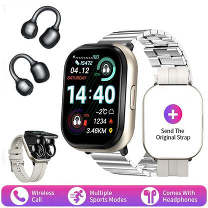 2-in-1 Smartwatch with wireless headphones, calls, health modes, sports modes, New 2025