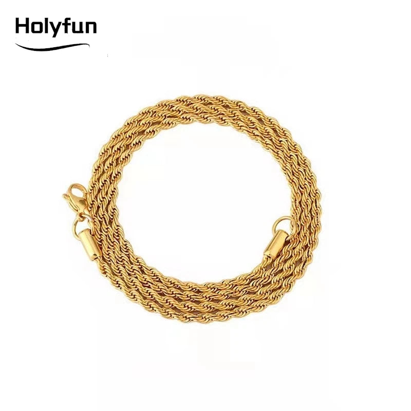 Rope Chain necklace, gold or silver, unisex design