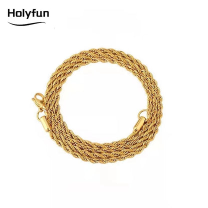 Rope Chain necklace, gold or silver, unisex design