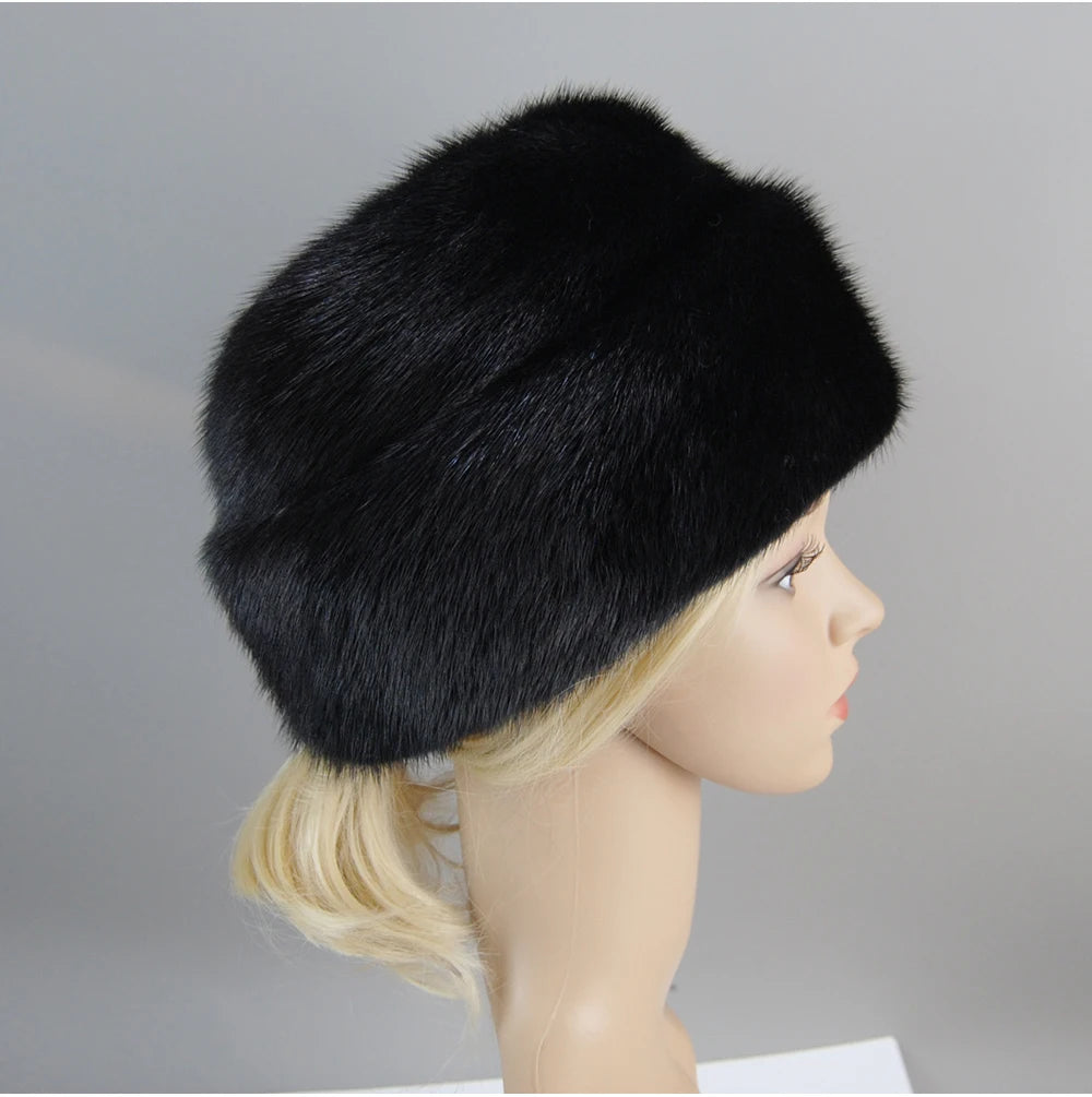Genuine mink fur hat, luxury winter hat, unisex