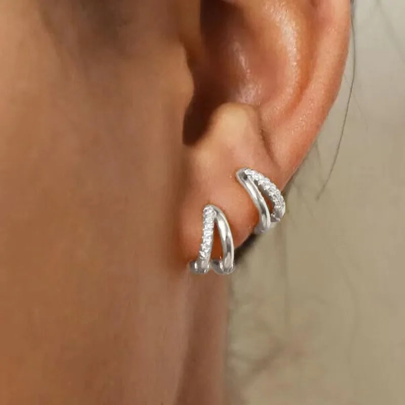 Steel hoop earrings for women