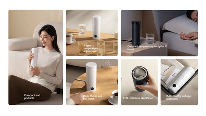 Xiaomi Mijia Kannettava Sähköinen Lämmityskuppi 2 - 316 Ruostumaton Teräs, Kiehumiskuppi Opiskelijoille ja Asuntolaan